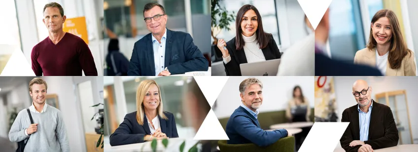 Collage of portrait pictures of team members 