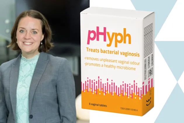 VD Annette Säfholm och produkten pHyph.