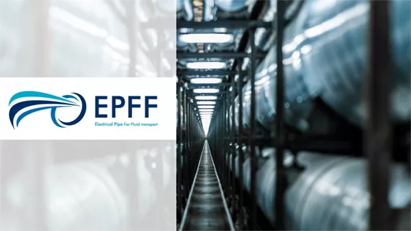 EPFF logotyp och bild på stora rör